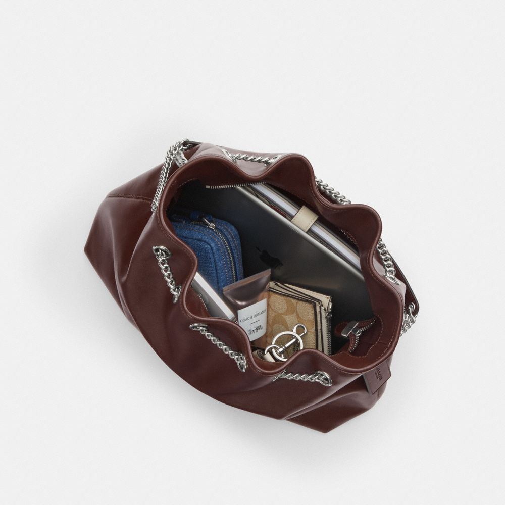 Coach Evelyn Shoulder Bag Silver