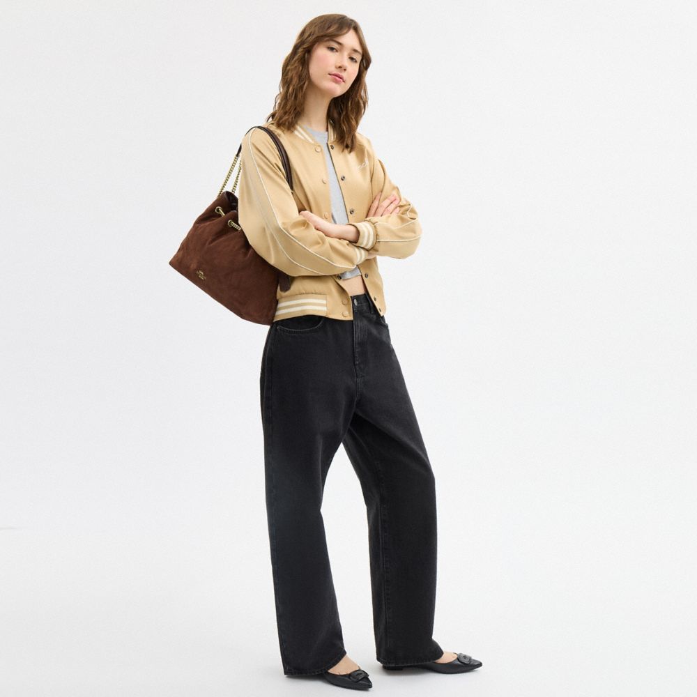 Coach Evelyn Shoulder Bag With Quilting Gold Vintage Brown Maple