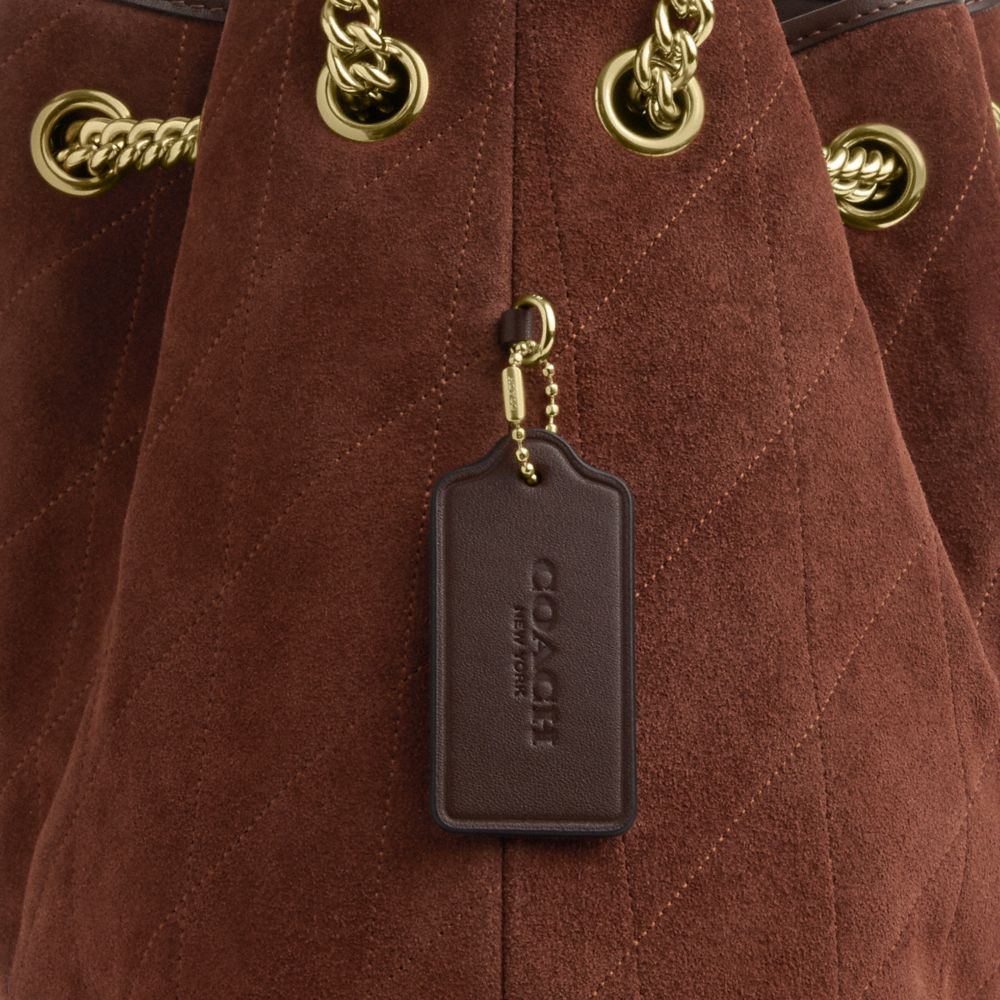 Coach Evelyn Shoulder Bag With Quilting Gold Vintage Brown Maple