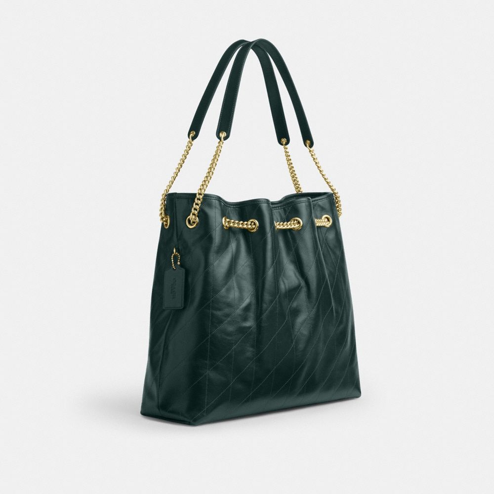 Coach Evelyn Large Shoulder Bag With Quilting, gold tone hardware detail