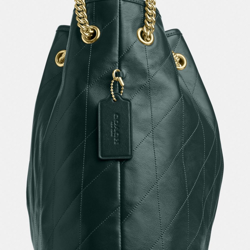 Coach Evelyn Large Shoulder Bag With Quilting Gold Dark Teal