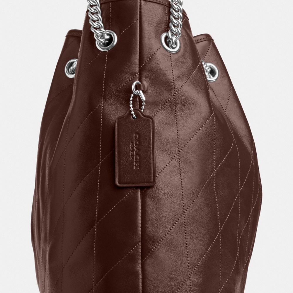 Coach Evelyn Large Shoulder Bag With Quilting Silver Maple