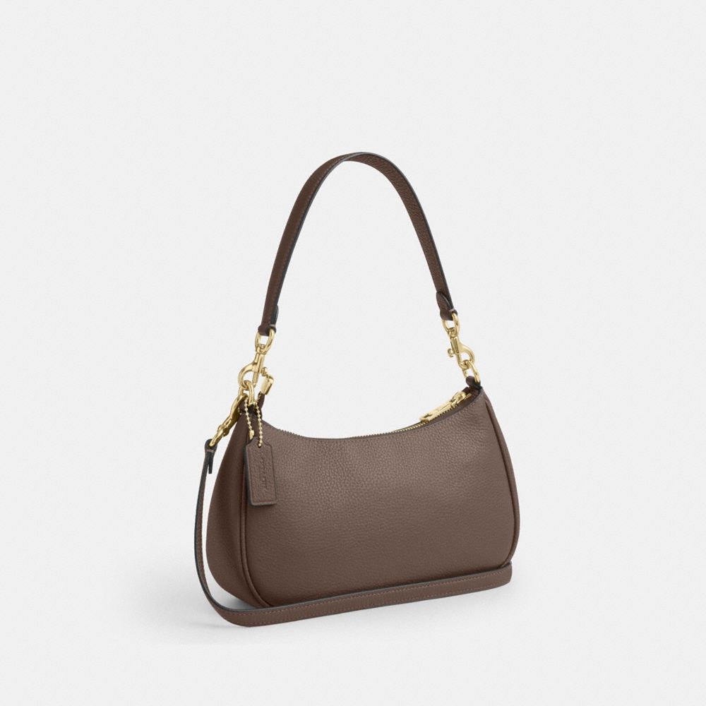 Coach Teri Shoulder Bag With Rivets Gold Dark Stone