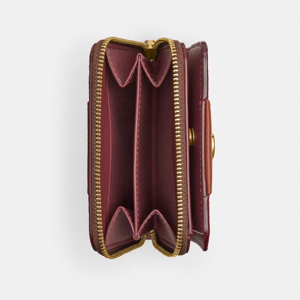 Coach Essential Billfold Wallet In Colorblock Signature Canvas Brass/Tan Caramel