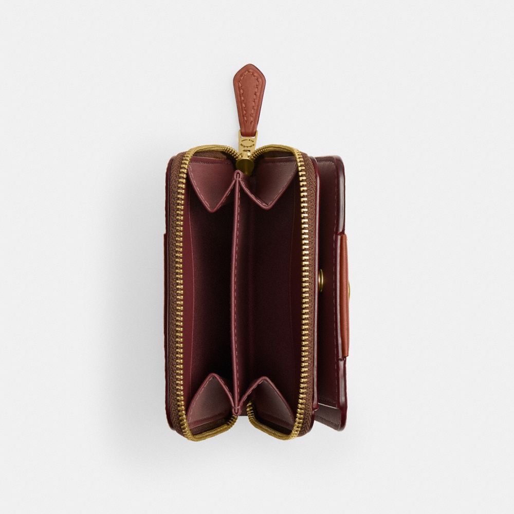 Coach Essential Billfold Wallet In Colorblock Signature Canvas Brass/Tan Caramel