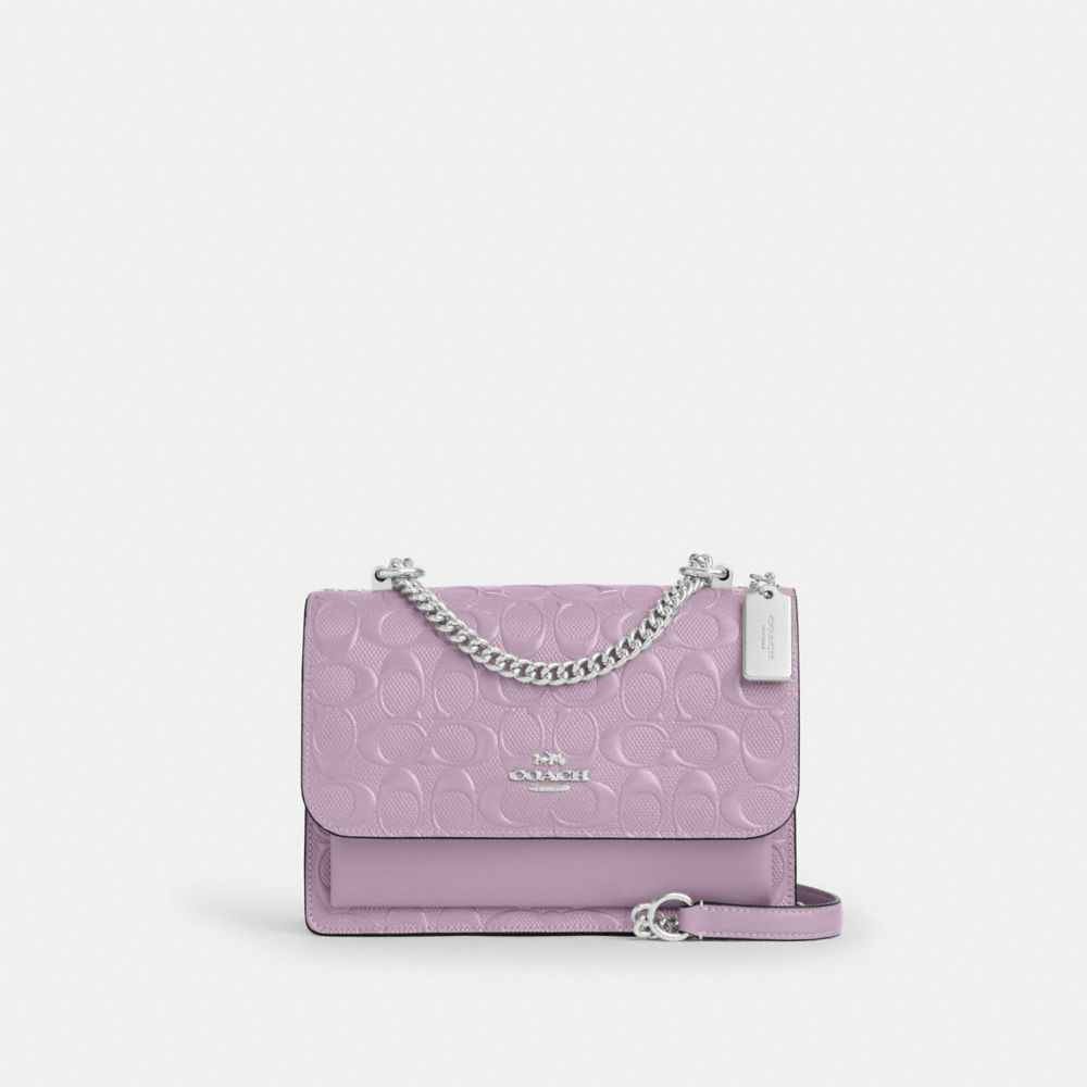 Coach Klare Crossbody Bag In Signature Leather Silver Light Violet