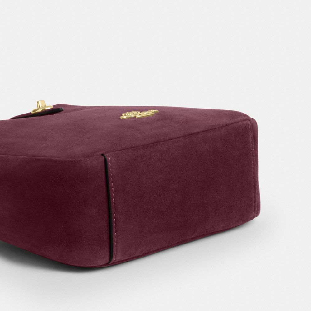 Coach Hadley Mini Crossbody Bag Gold Maroon