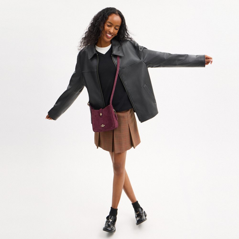 Coach Hadley Mini Crossbody Bag Gold Maroon