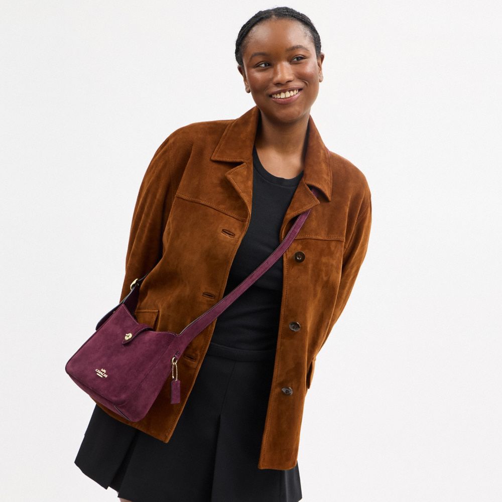 Coach Hadley Mini Crossbody Bag Gold Maroon