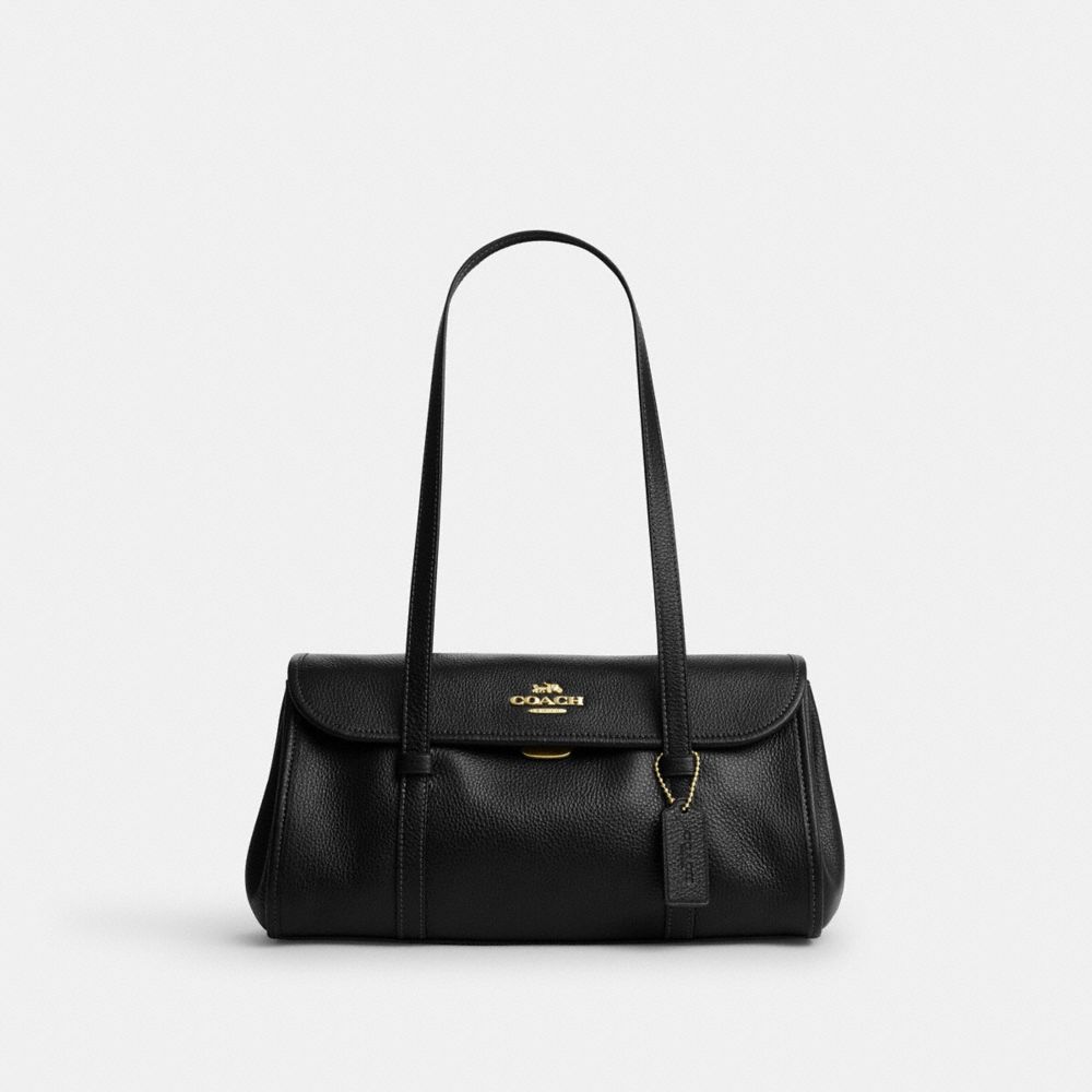 Coach Bridget Flap Shoulder Bag Gold Black