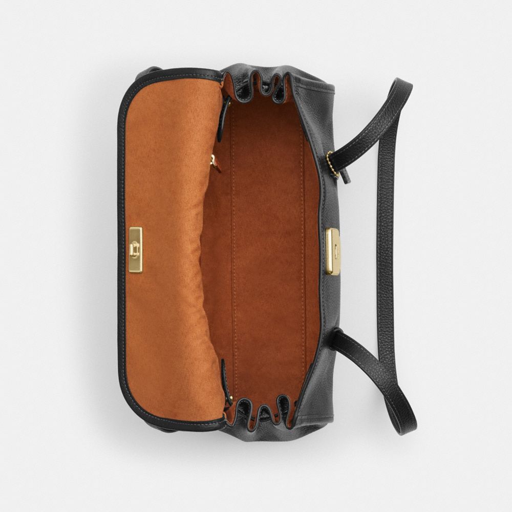 Coach Bridget Flap Shoulder Bag Gold Black