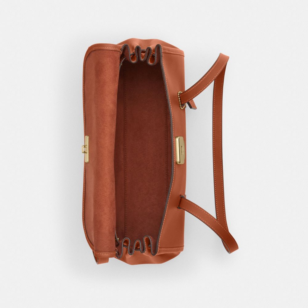 Coach Bridget Flap Shoulder Bag Gold Tan