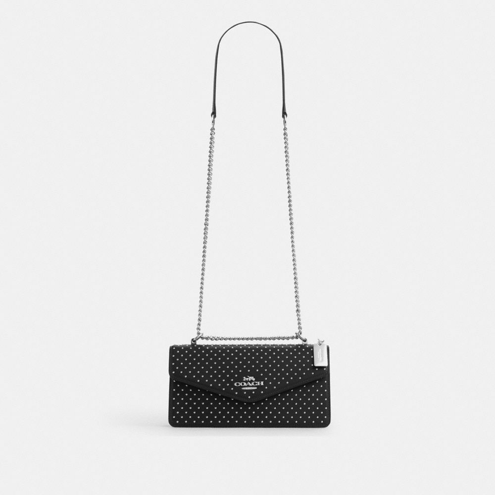 Coach Klare Envelope Crossbody Bag With Rivets Silver Black