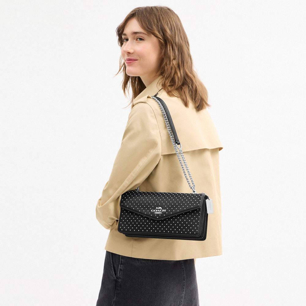 Coach Klare Envelope Crossbody Bag With Rivets Silver Black