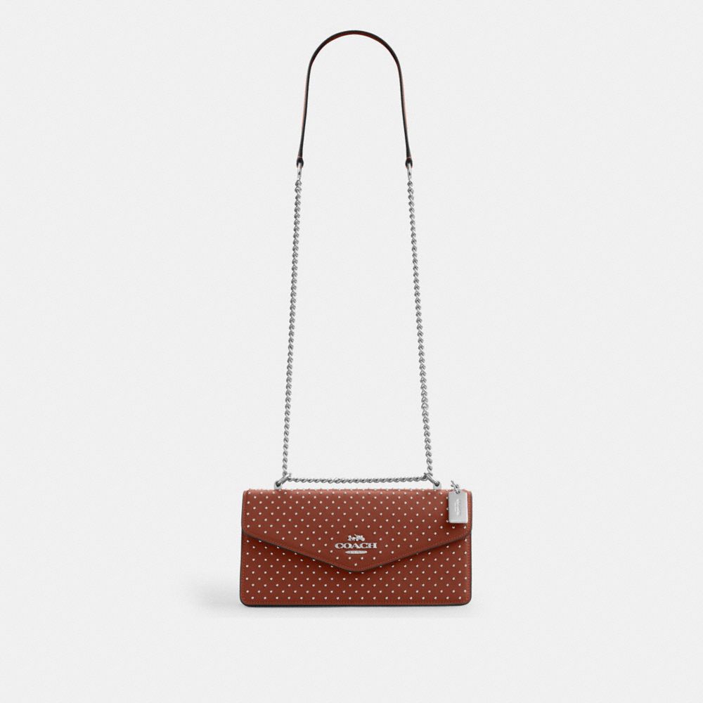 Coach Klare Envelope Crossbody Bag With Rivets Silver Pecan