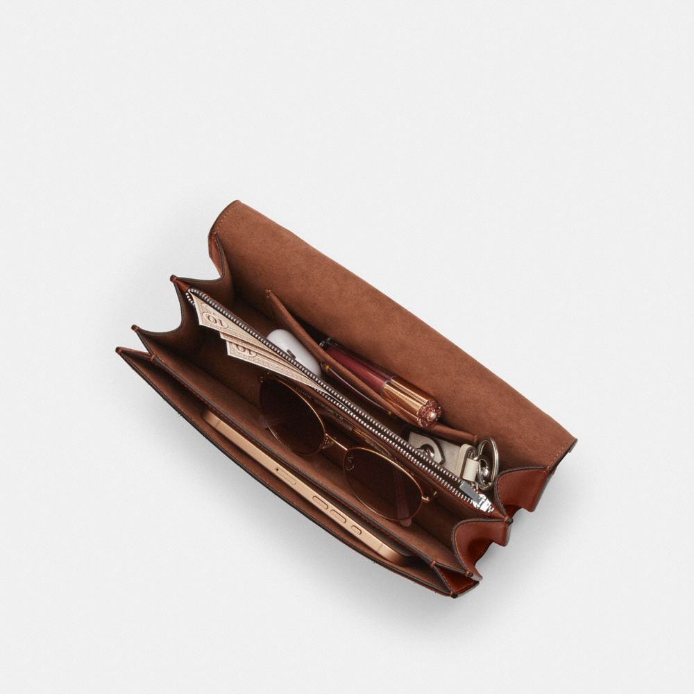 Coach Klare Envelope Crossbody Bag With Rivets Silver Pecan