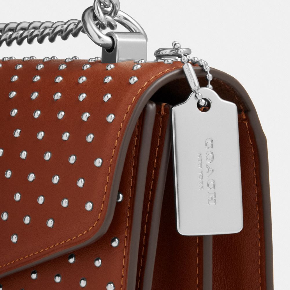 Coach Klare Envelope Crossbody Bag With Rivets Silver Pecan