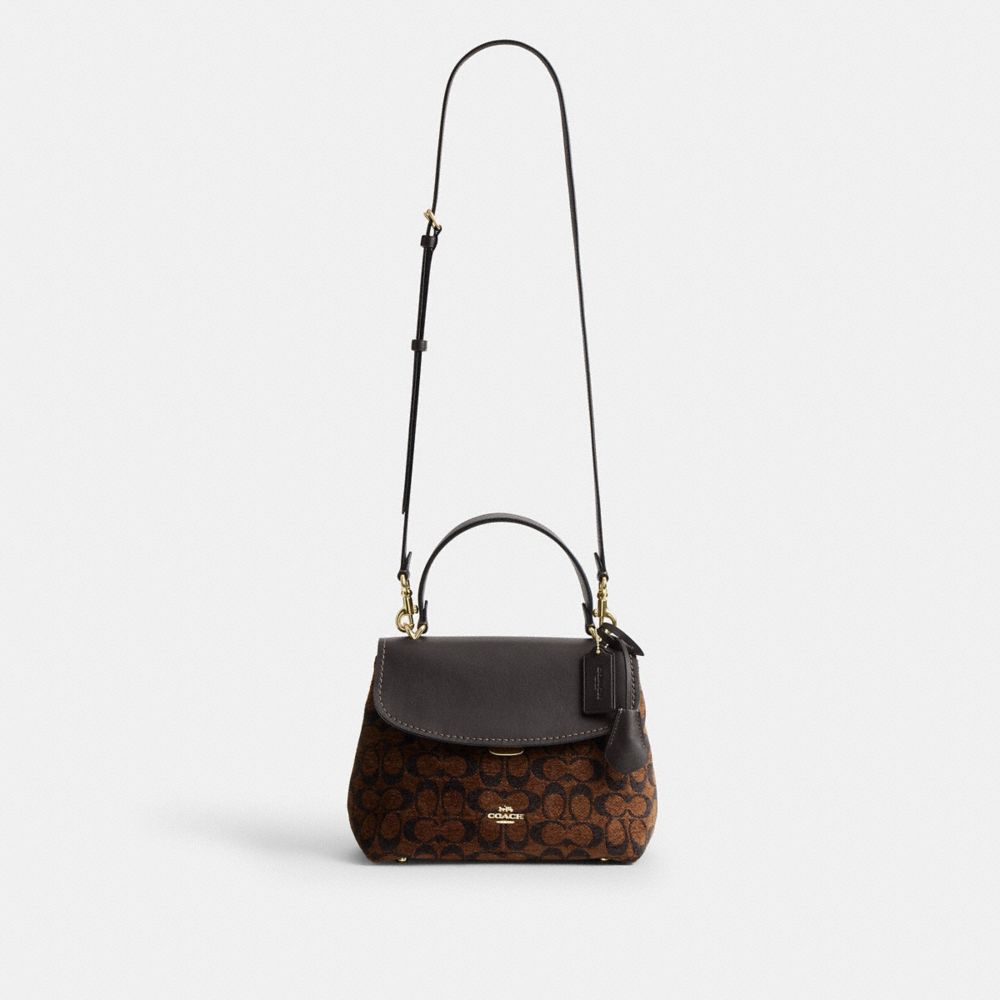 Coach Emory Top Handle Bag In Signature Chenille Gold Truffle