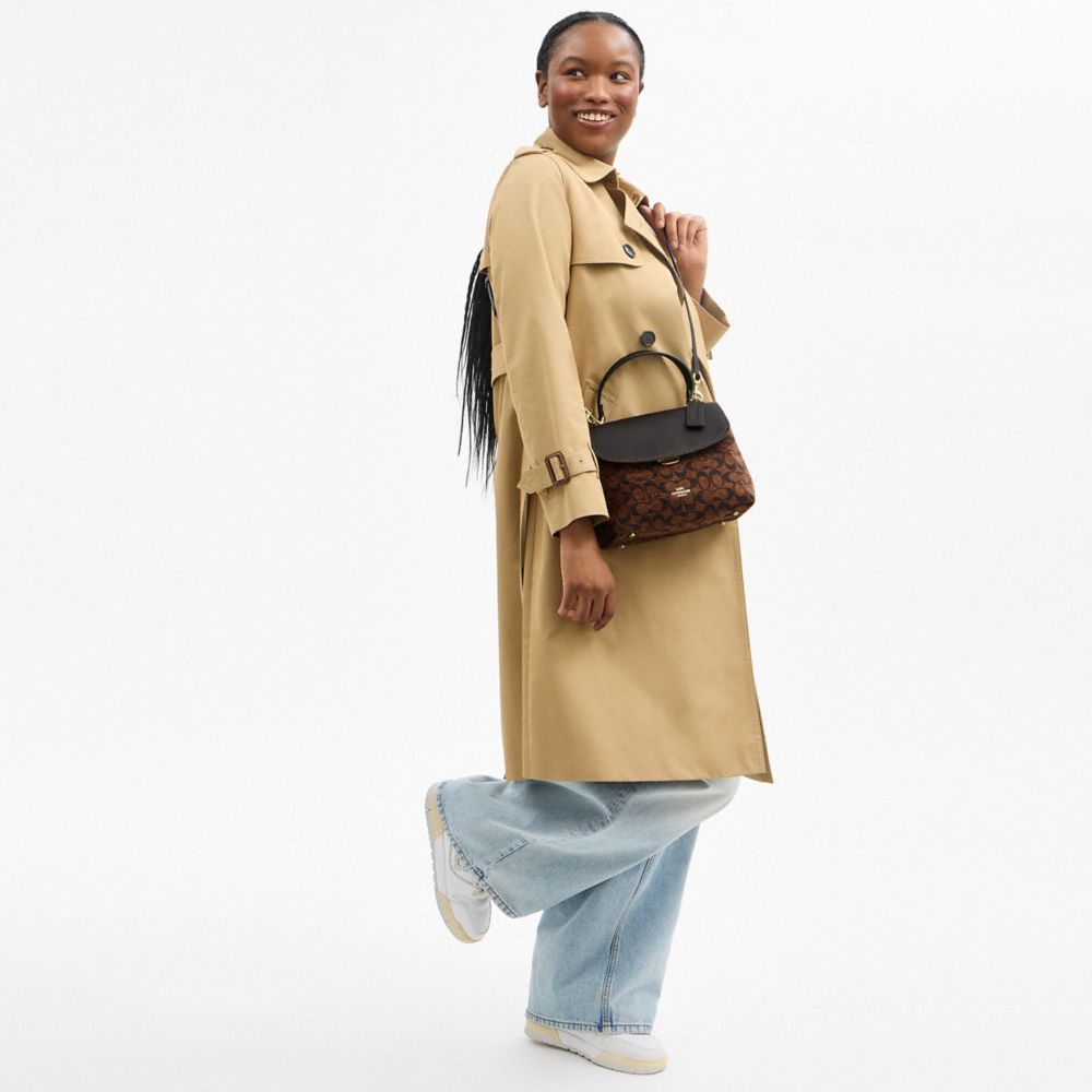 Coach Emory Top Handle Bag In Signature Chenille Gold Truffle