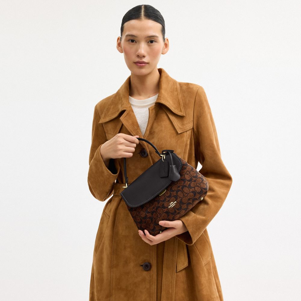 Coach Emory Top Handle Bag In Signature Chenille Gold Truffle
