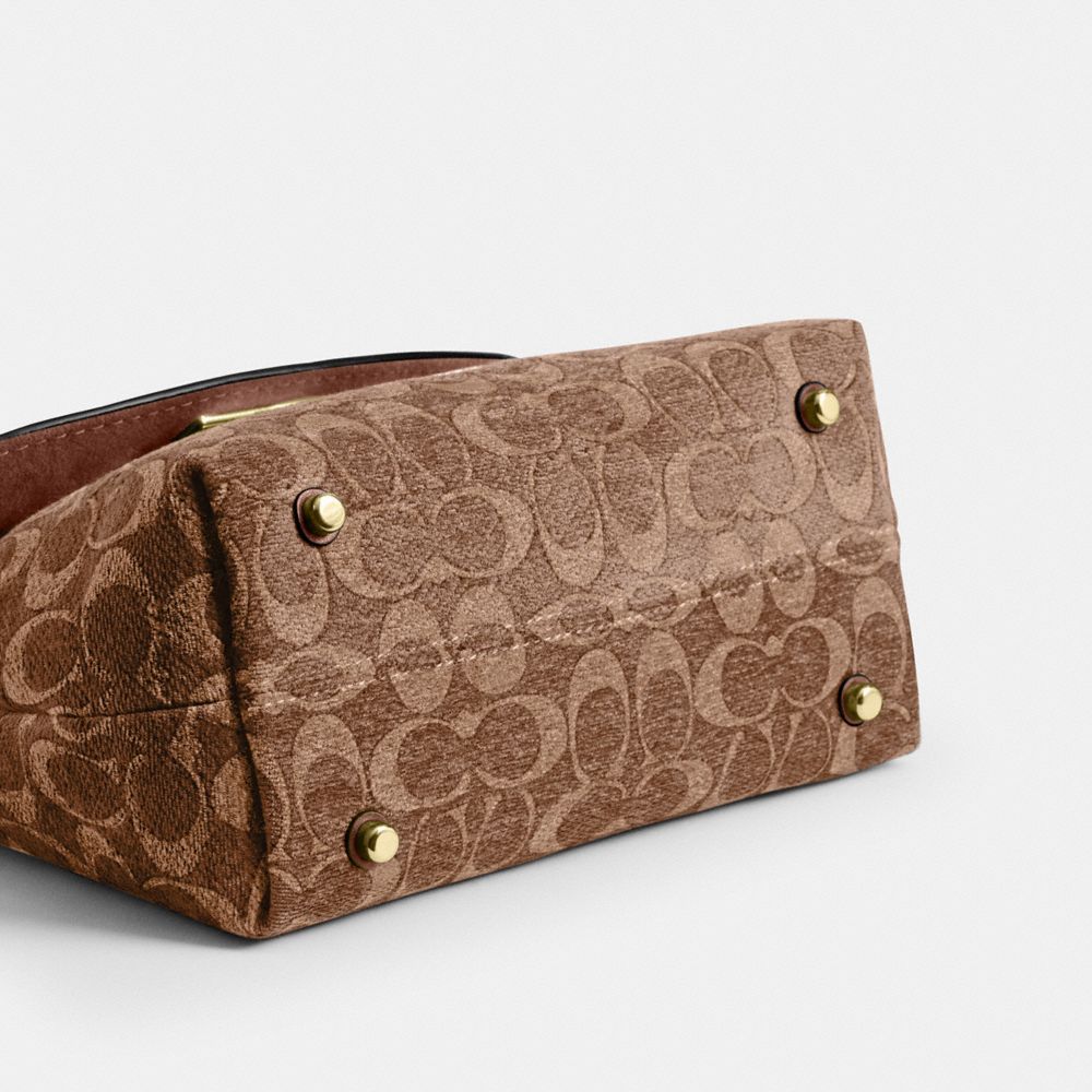 Coach Emory Top Handle Bag In Signature Chenille Gold Light Khaki Vintage Brown
