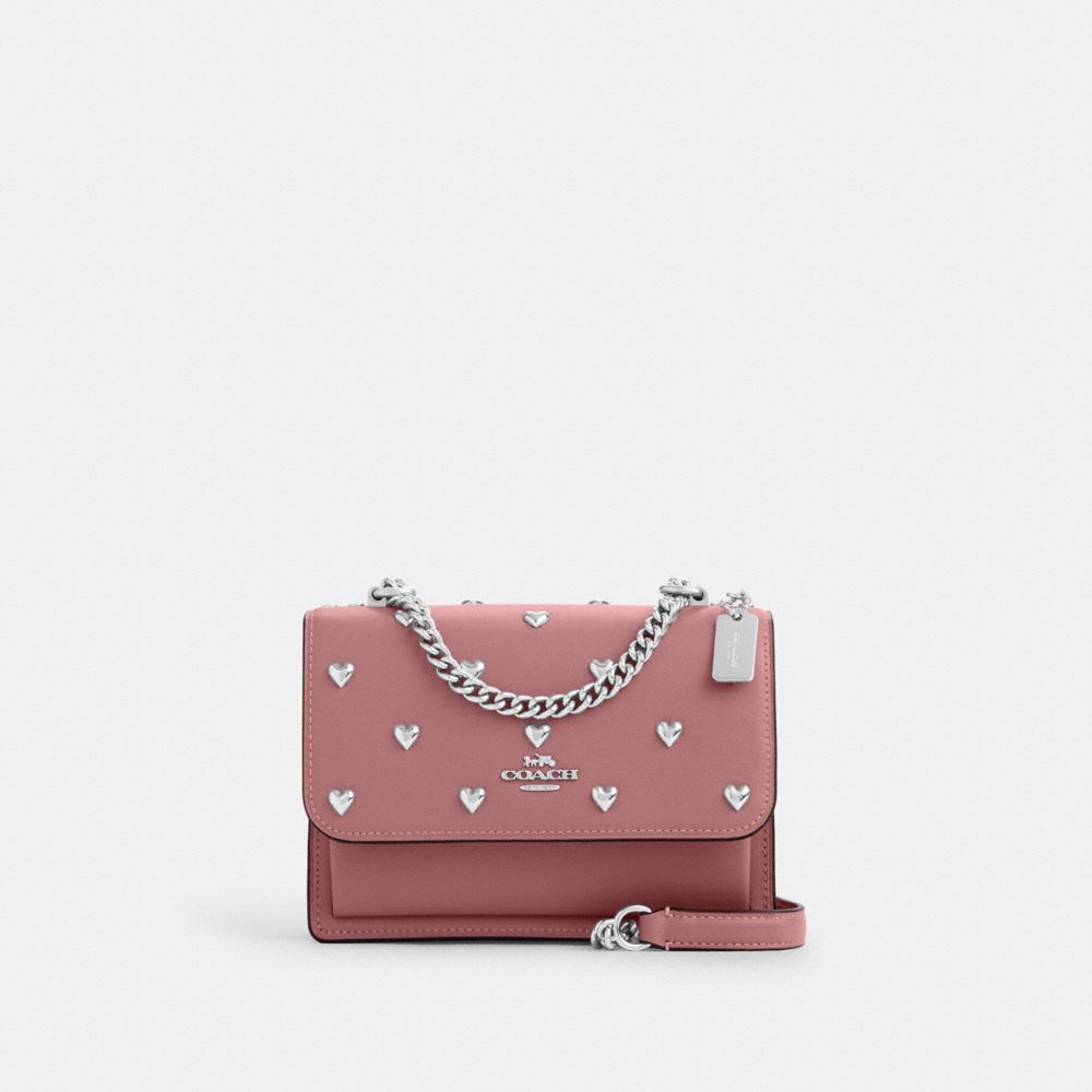 Coach Mini Klare Crossbody Bag With Heart Rivets Silver Peony