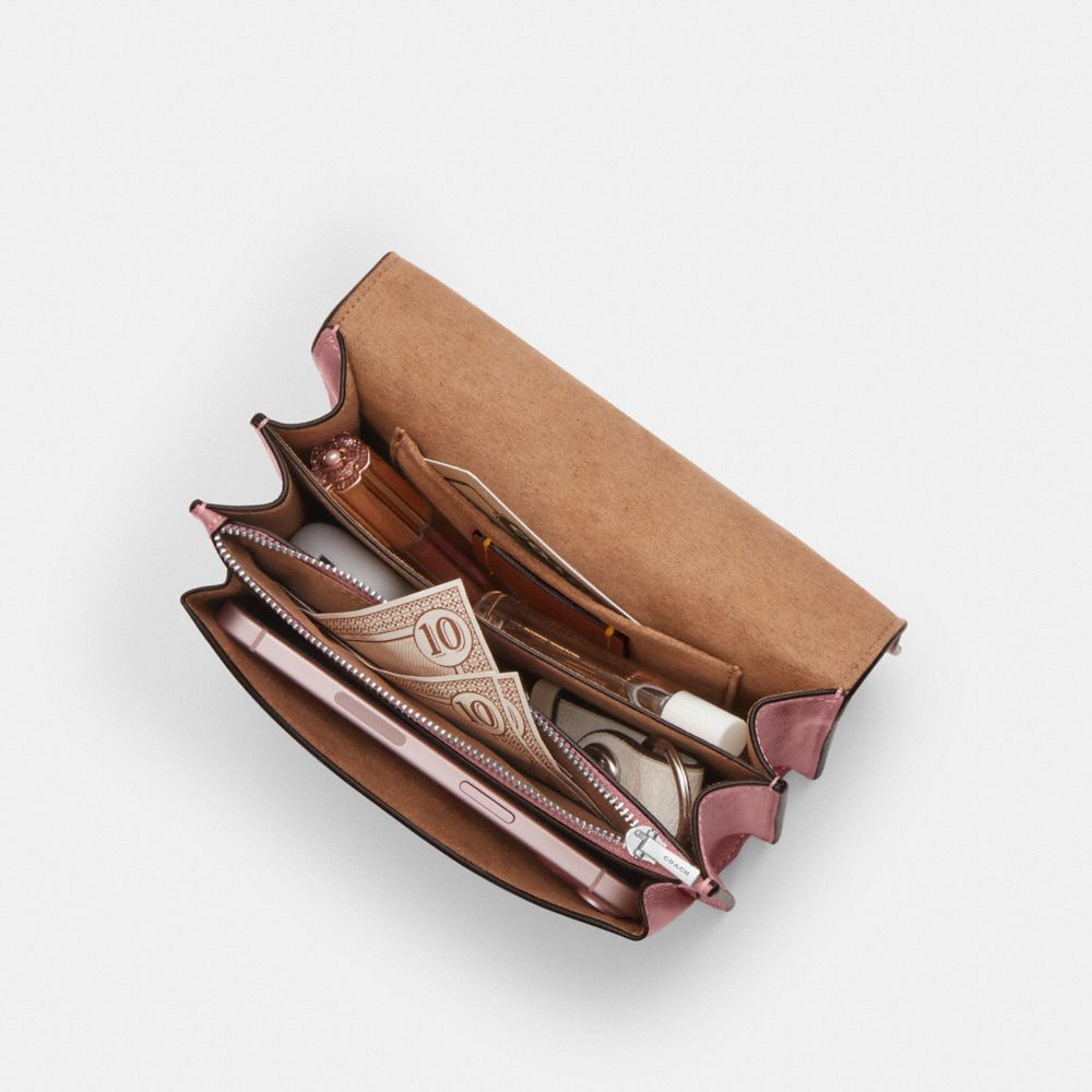 Coach Mini Klare Crossbody Bag With Heart Rivets Silver Peony