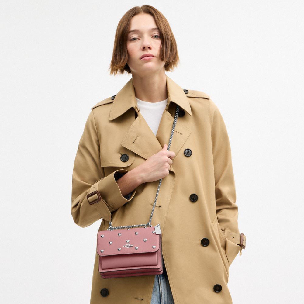 Coach Mini Klare Crossbody Bag With Heart Rivets Silver Peony