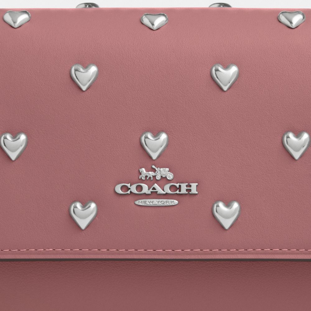 Coach Mini Klare Crossbody Bag With Heart Rivets Silver Peony