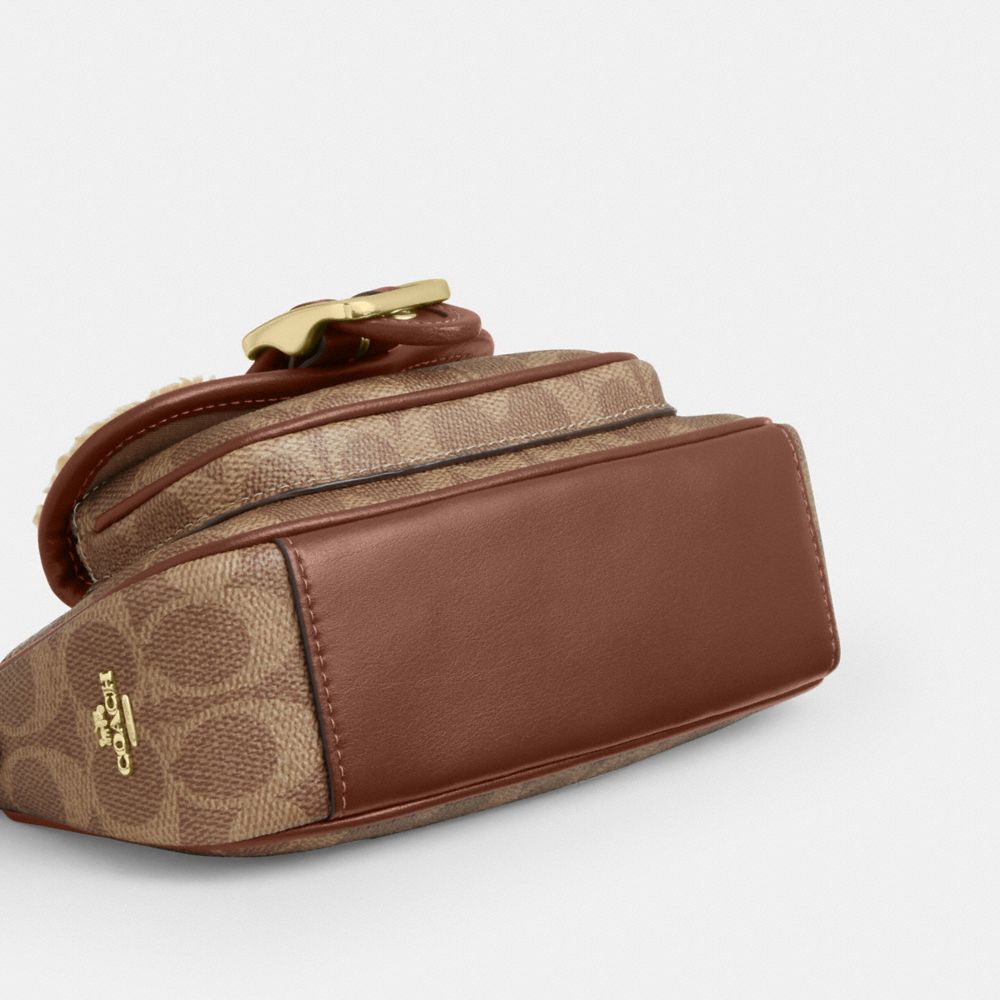 Coach Ashton Mini Shoulder Bag In Signature Canvas Gold Tan Vintage Brown