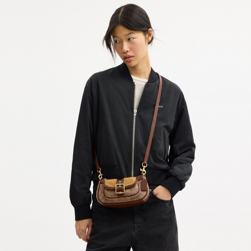 Coach Ashton Mini Shoulder Bag In Signature Canvas Gold Tan Vintage Brown