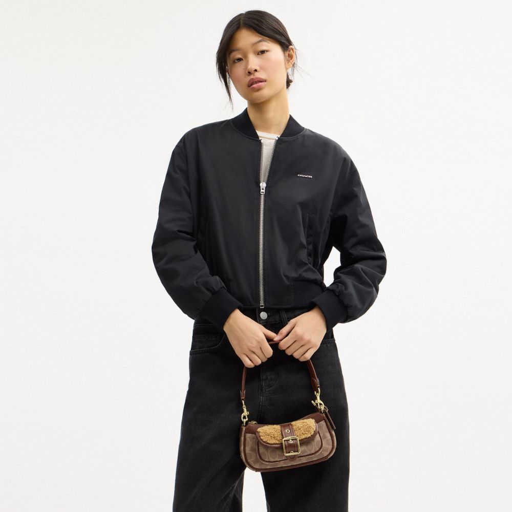 Coach Ashton Mini Shoulder Bag In Signature Canvas Gold Tan Vintage Brown