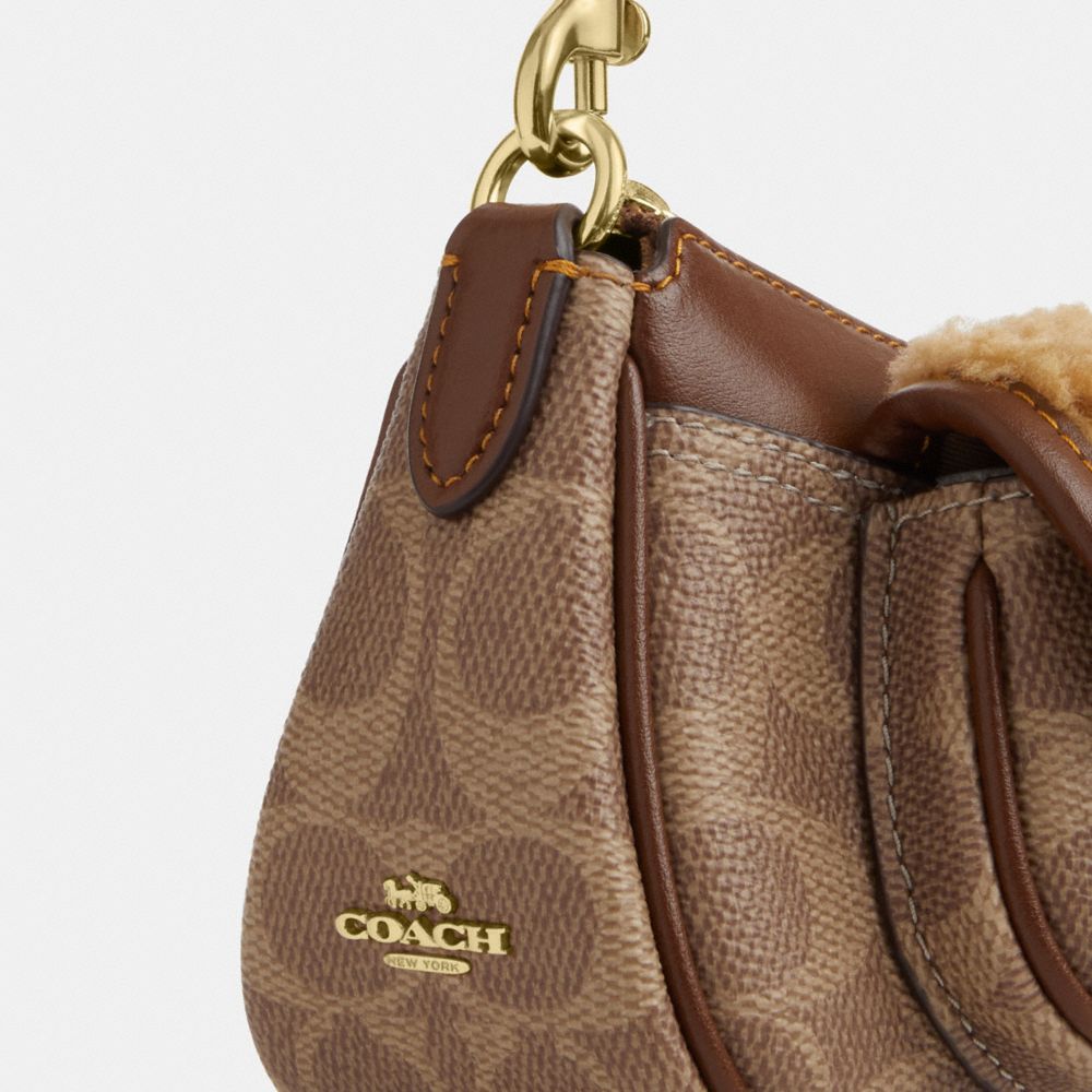 Coach Ashton Mini Shoulder Bag In Signature Canvas Gold Tan Vintage Brown