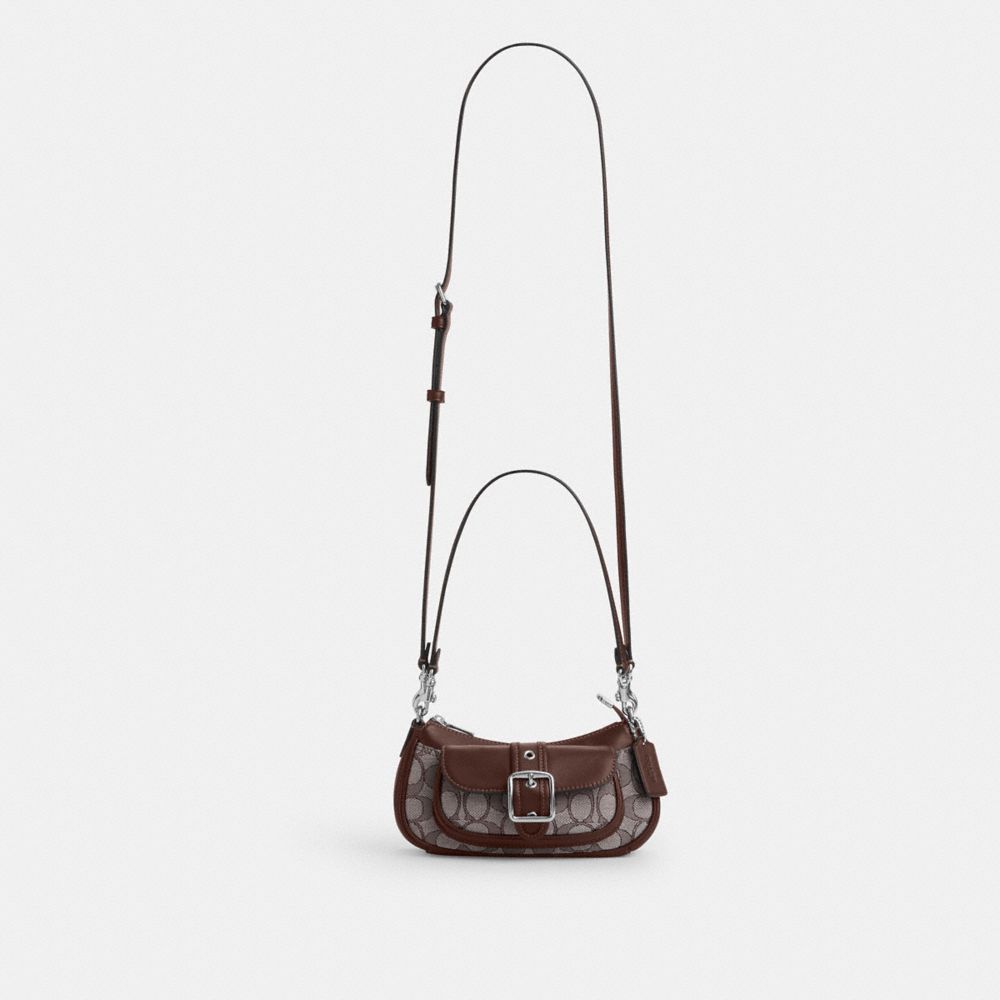 Coach Ashton Mini Shoulder Bag In Signature Jacquard Silver Oak Maple