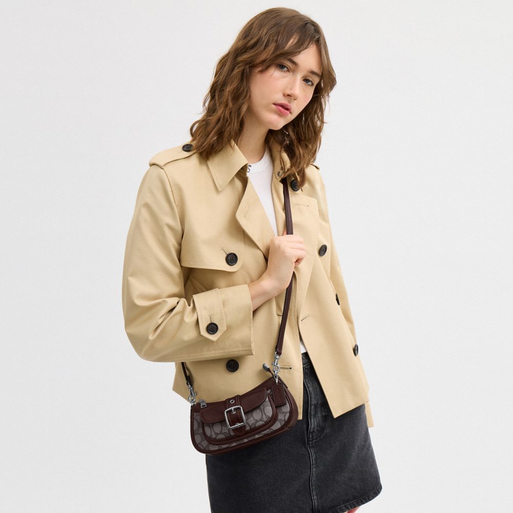 Coach Ashton Mini Shoulder Bag In Signature Jacquard Silver Oak Maple