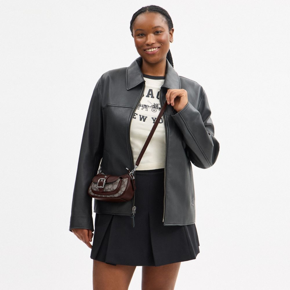 Coach Ashton Mini Shoulder Bag In Signature Jacquard Silver Oak Maple