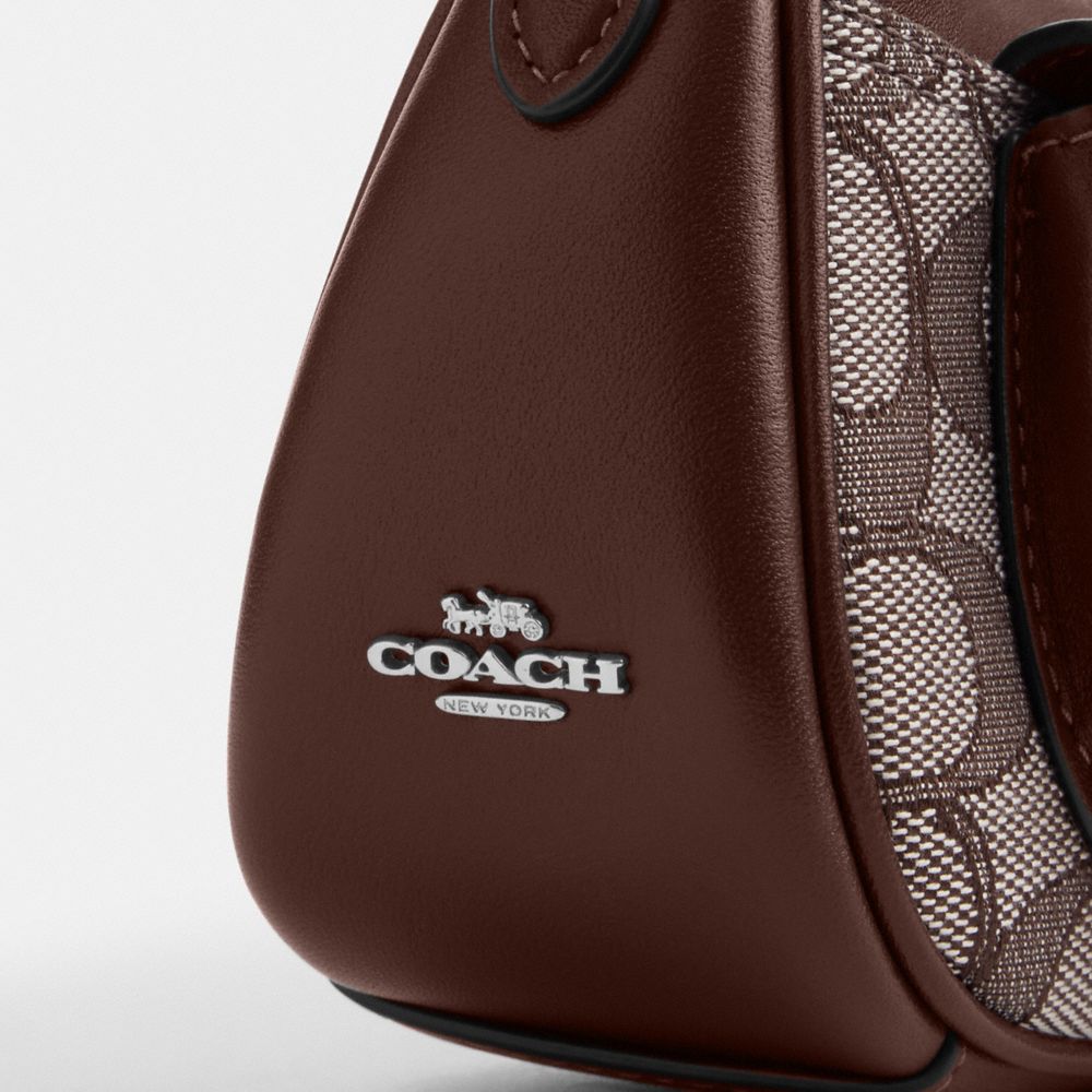 Coach Ashton Mini Shoulder Bag In Signature Jacquard Silver Oak Maple