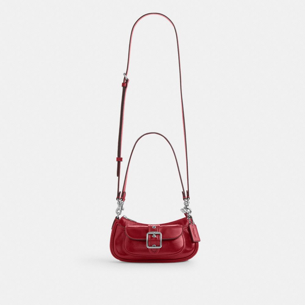 Coach Ashton Mini Shoulder Bag Silver Dark Cardinal
