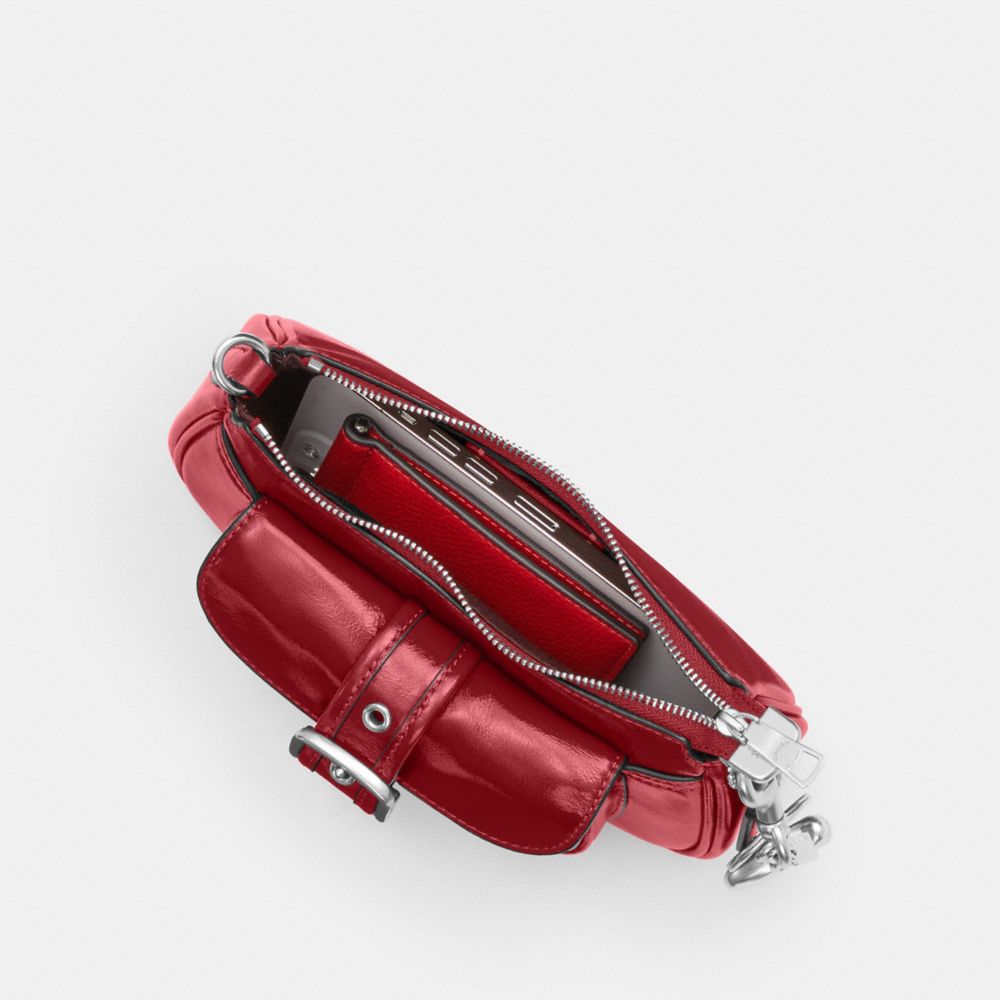 Coach Ashton Mini Shoulder Bag Silver Dark Cardinal