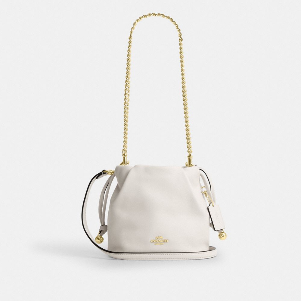 Coach Faye Mini Drawstring Bag With Ruching Gold Chalk