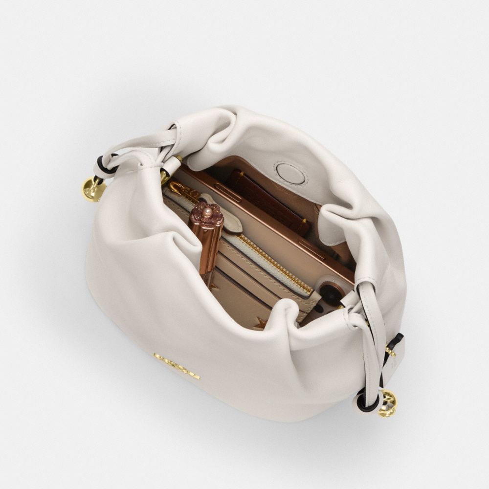 Coach Faye Mini Drawstring Bag With Ruching Gold Chalk