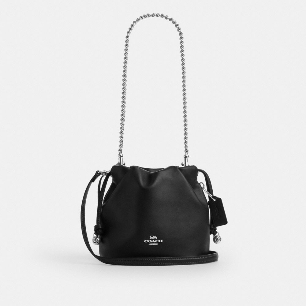 Coach Faye Mini Drawstring Bag With Ruching Silver