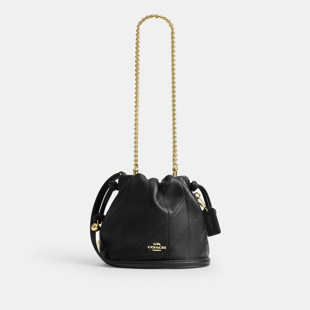 Coach Faye Mini Drawstring Bag With Quilting Gold Black