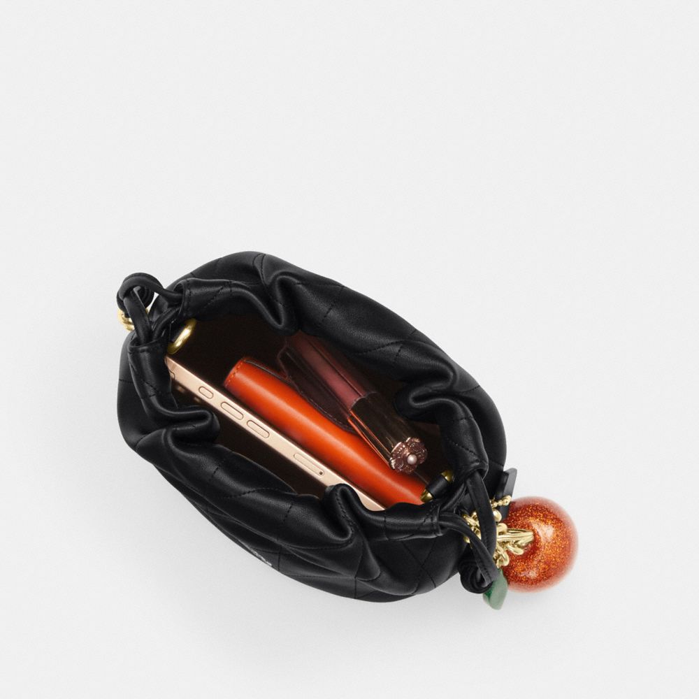 Coach Faye Mini Drawstring Bag With Quilting Gold Black