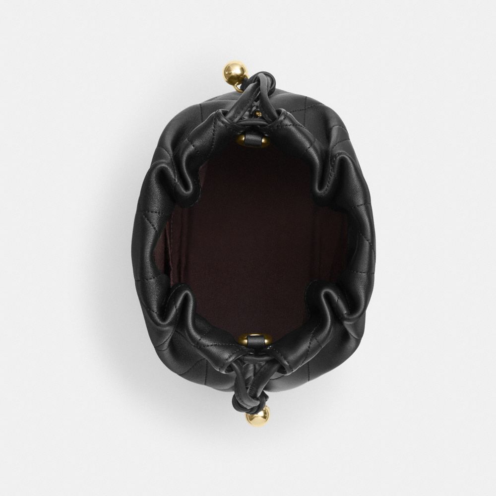 Coach Faye Mini Drawstring Bag With Quilting Gold Black