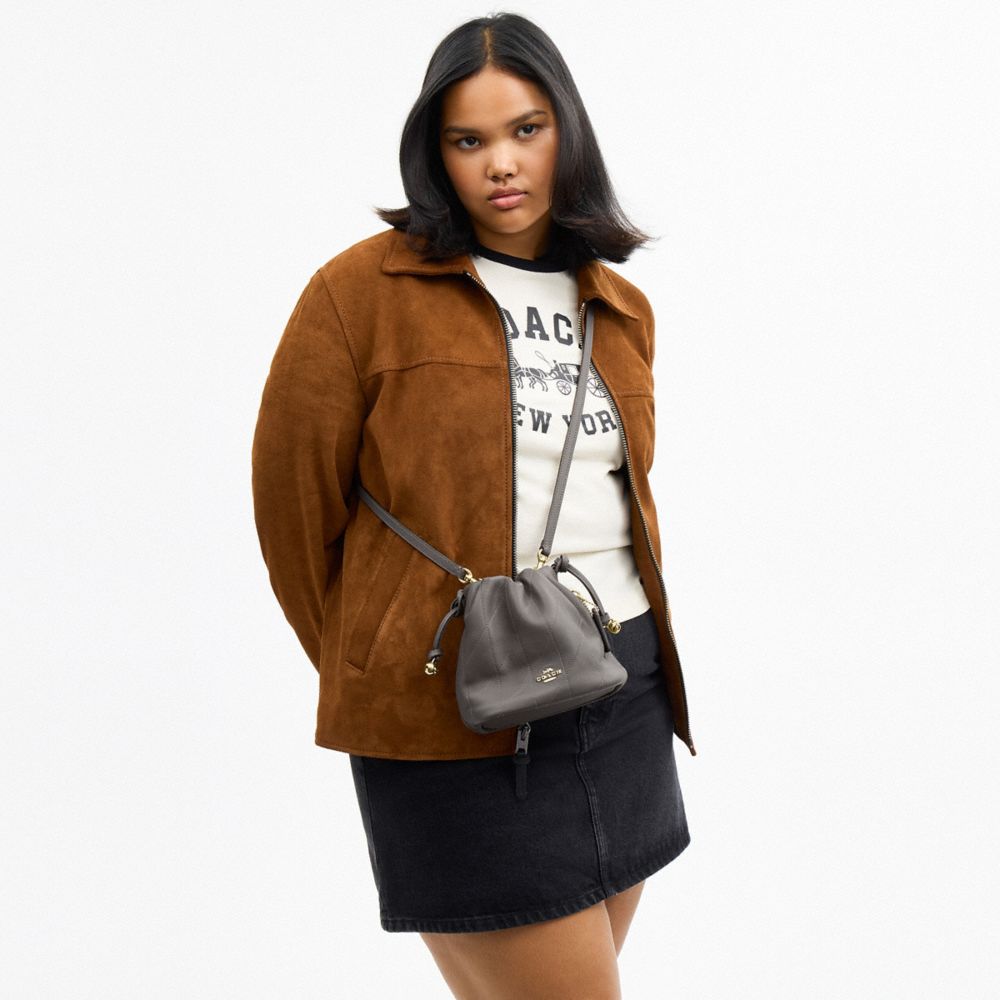 Coach Faye Mini Drawstring Bag With Quilting Gold Slate
