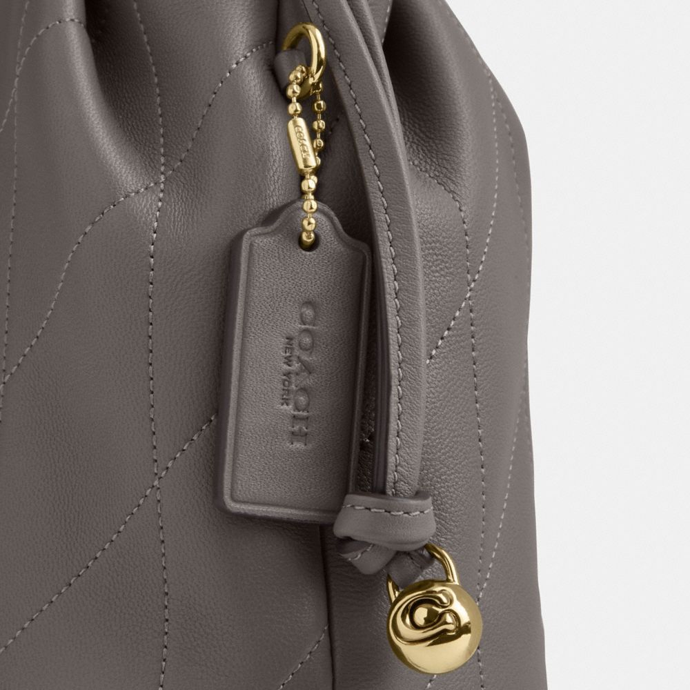 Coach Faye Mini Drawstring Bag With Quilting Gold Slate