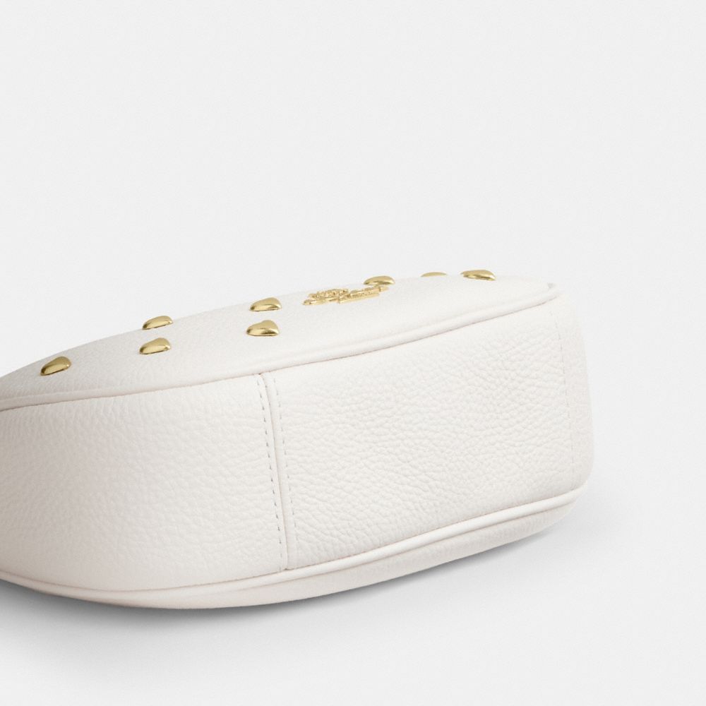 Coach Carmen Mini Crossbody Bag With Heart Rivets Gold Chalk