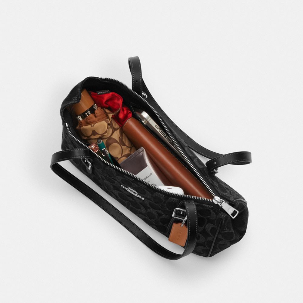 Coach Asher Shoulder Bag In Signature Denim Silver Black