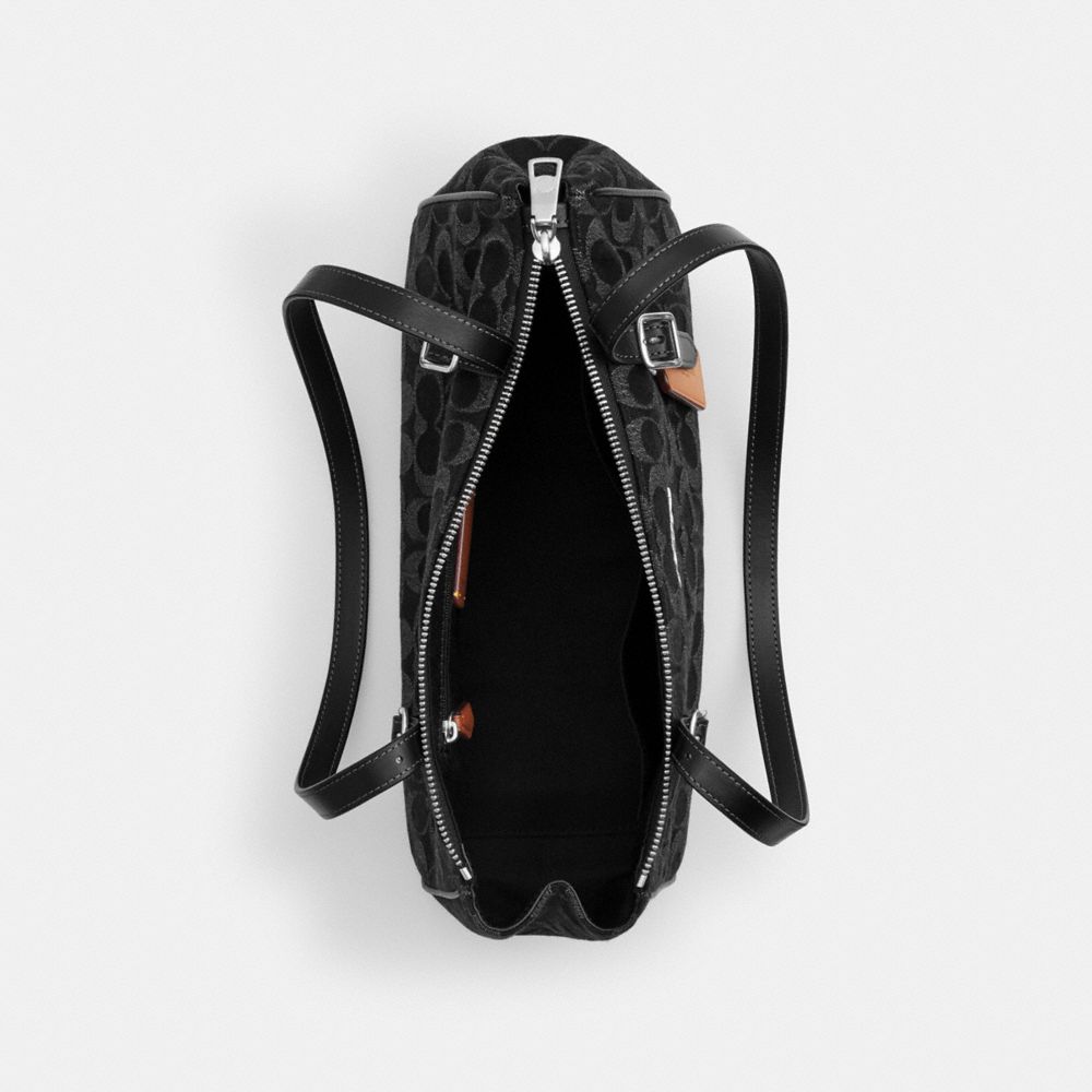 Coach Asher Shoulder Bag In Signature Denim Silver Black